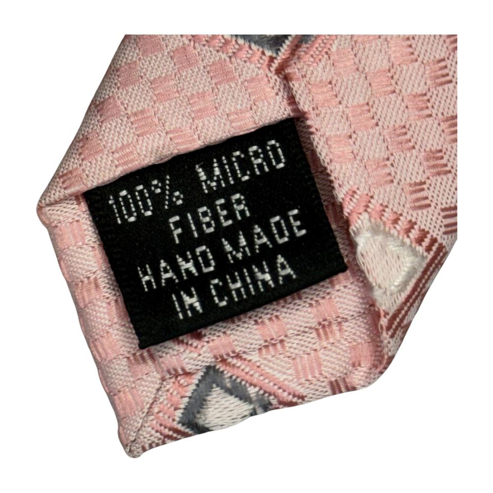 Milani Collezioni Pink Geometric Square Microfiber Necktie 57in - Picture 3 of 6